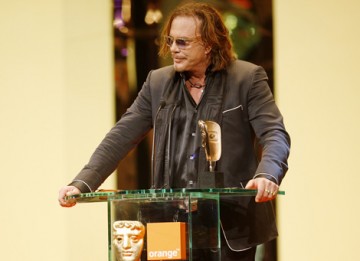 With an honest appraisal of his fifteen years in the wilderness Mickey Rourke accepts the Leading Actor award for his role in The Wrestler (BAFTA / Marc Hoberman).