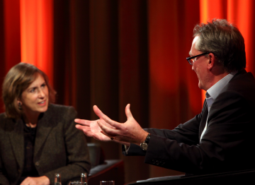 Peter Bennett-Jones in conversation with TV journalist Kirsty Wark. (Picture: BAFTA / J. Simonds)