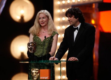 Chris Innis and Bob Murawski accept the award for Editing on Kathryn Bigelow's film The Hurt Locker (BAFTA/Brian Ritchie).