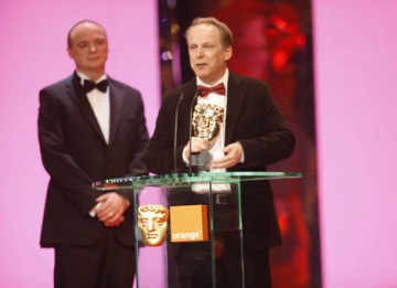 Nick Park picks up his fifth Film BAFTA for his latest Wallace and Gromit adventure in the Short Animation category (BAFTA / Marc Hoberman).