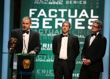 The production team behind Channel 4's One Born Every Minute collects the BAFTA for Factual Series. (BAFTA/Steve Butler)