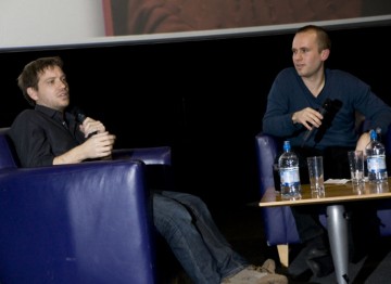 Gareth Edwards answers questions from Cardiff-based filmmaker Tom Betts. Pic: Jon Pountney.