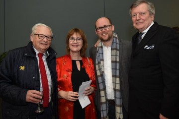 Lord Dafydd Elis Thomas, Maggie Russell and guests at Pitching In Preview
