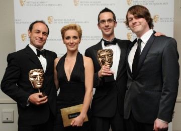 The winning sound team behind the BBC4 documentary, with presenters Vicky McClure and Daniel Rigby. (Pic: BAFTA/Chris Sharp)