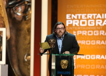 Shaun of the Dead and Hot Fuzz actor Nick Frost presented the BAFTA for Entertainment Programme. (BAFTA/Steve Butler)