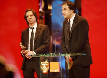 Simon Chinn and James Marsh accept the coveted Outstanding British Film BAFTA for the high-wire documentary Man on Wire (BAFTA / Marc Hoberman).