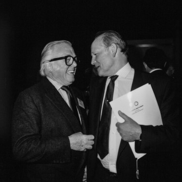 Attenborough & Sameulson at a BAFTA Partnership Launch in 1988