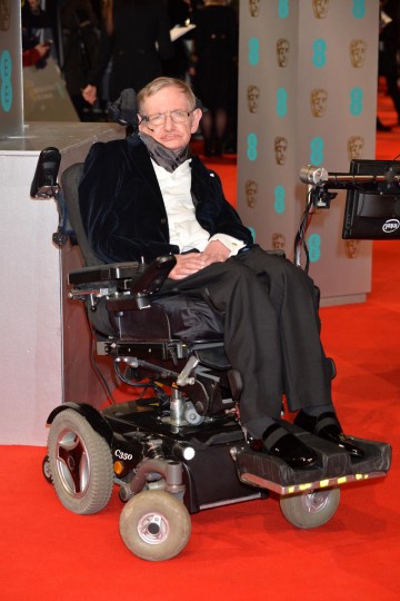 Stephen Hawking arrives on the red carpet