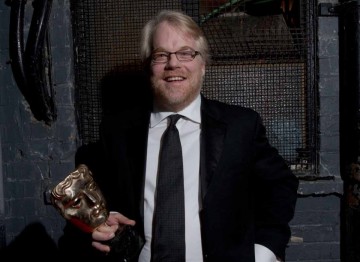 Philip Seymour Hoffman backstage at the British Academy Film Awards in 2006. 