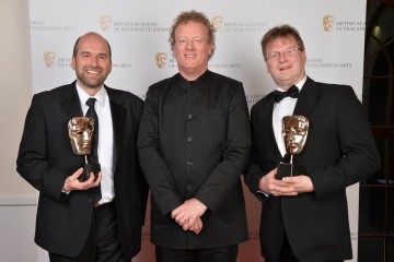 The BAFTA for Sound: Factual was awarded to Matt Skilton and Mike Hatch for Messiah at the Foundling Hospital, and presented by Howard Goodall (centre).