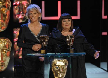 Comedy double-act Dawn French and Jennifer Saunders accept the Academy's highest honour, the Fellowship (BAFTA / Marc Hoberman).