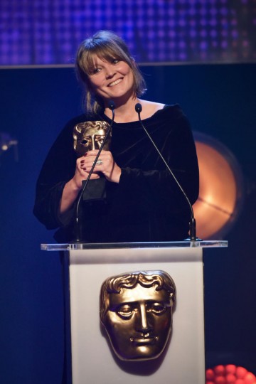 Margaret Matheson collects the BAFTA for Drama at the British Academy Children's Awards in 2015 for Katie Morag