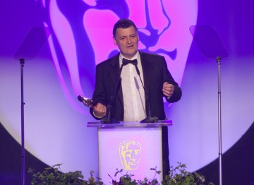 Steven Moffat receives the BAFTA for Writer at the 2012 Television Craft Awards. Sherlock picked up 3 Awards on the night.