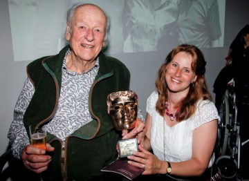 Ray Harryhausen with his daughter Vanessa after the event (BAFTA/Brian J Ritchie).