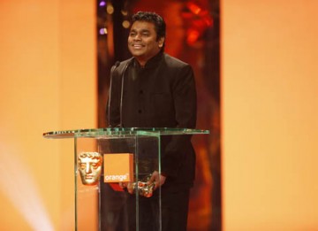 The proceedings start as they mean to go on with A R Rehman picking up the first of seven BAFTAs for Slumdog Millionaire (BAFTA / Marc Hoberman).