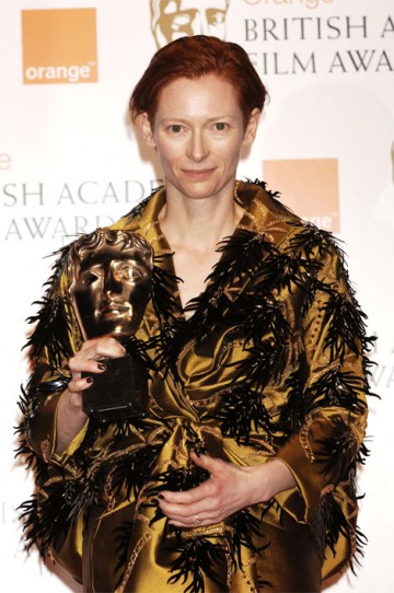 Tilda Swinton took the BAFTA for Supporting Actress for her role in Michael Clayton (pic: BAFTA / Richard Kendal)
