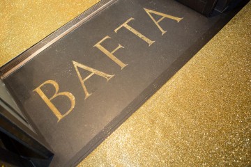 BAFTA 195's entrance decked out with a sparkling gold carpet