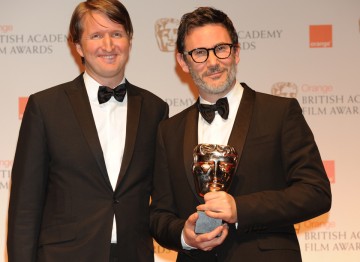 The King’s Speech director Tom Hooper with The Artist director Michel Hazanavicius, who accepted the BAFTA on behalf his cinematographer Guillaume Schiffman.
