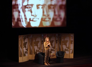Writer and Critic Francine Stock takes to the stage and opens the event. (Picture: BAFTA/ J.Simmonds)