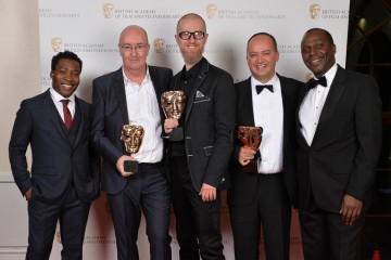 The BAFTA for Titles and Graphic Identity was awarded to Mark Roalfe, Tomeck Baginski and Ron Chakraborty for Winter Olympics 2014, and presented by Fisayo Akinade and Cyril Nri.