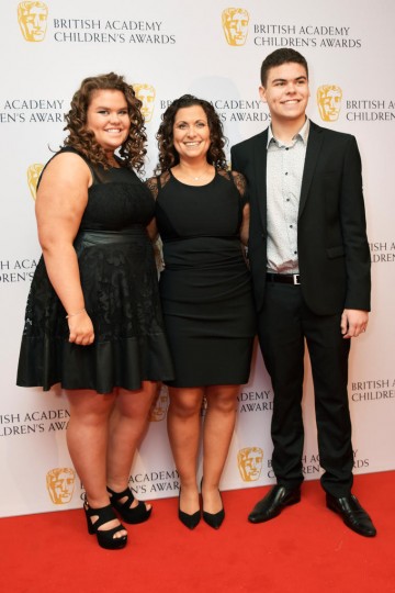 Amy, Nikki and Josh Tapper at the BAFTA Children's Awards 2015 at the Roundhouse on 22 November 2015