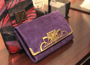 Luxurious BIBA clutch bags on display in the House of Fraser suite.
