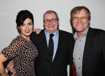 Stars of Coronation Street; Kym Marsh and David Nielson pose with the show's creator, Tony Warren. Pic: Steve Butler
