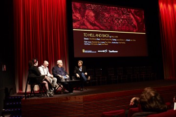 (L-R) Farah Abushwesha, Paul Marx, Michael Kuhn and Andy Harries at the BAFTA Rocliffe New Writing Forum