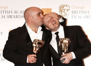 The award for Best British Film went to This is England, and was collected by ecstatic writer/director Shane Meadows and producer Mark Herbert (pic: BAFTA / Richard Kendal)