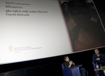 Gareth Edwards Q&A with Tom Betts; organiser of the Chapter MovieMaker screenings. Pic: Jon Pountney.