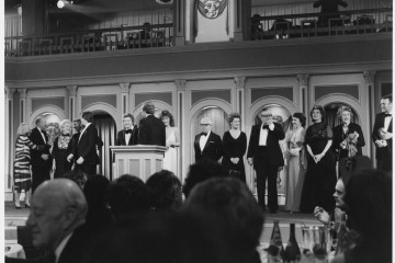The cast of Coronation Street on stage at the British Academy of Film and Television Awards.