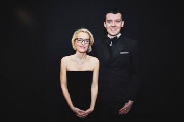 Gillian Anderson and Asa Butterfield backstage