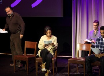 Actors read a monologue as apart of the screenwriters' lecture with Peter Morgan. (Photography: Jay Brooks)