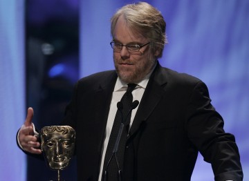 Philip Seymour Hoffman makes his acceptance speech at the British Academy Film Awards in 2006. 