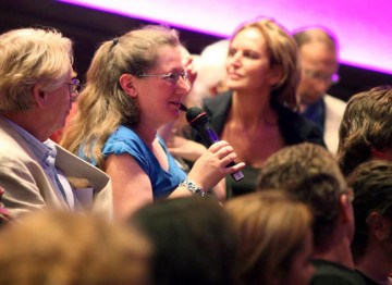 The audience in BAFTA's Princess Anne Cinema pose questions to Brosh McKenna. (Photography: Jay Brooks)