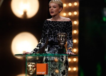  Carey Mulligan makes an emotional speech as she collects her award for Leading Actress in the film An Education (BAFTA/Brian Ritchie).