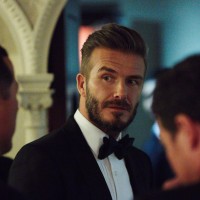 David Beckham backstage in the J. Kings Smoking Room at London's Royal Opera House after presenting the award for Outstanding British Film.