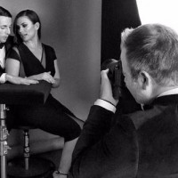 Matthew Goode and Hayley Atwell in the boutique photo area at London's Royal Opera House.