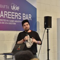 Attendees listen to a talk at the BAFTA and UKIE Careers Bar