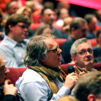 An audience member asks a question. (Picture: BAFTA / J. Simonds)