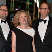 Hoping to win a BAFTA for Original Screenplay for Inside Out: Josh Cooley, Meg LeFauve and Pete Doctor