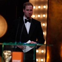 Prince William says a few words about the British Academy Film Awards Fellowship (BAFTA/Brian Ritchie).