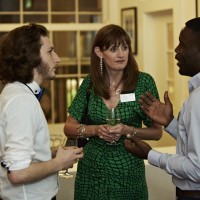 Scholars Sam Coleman and Folarin Sagaya talk with BAFTA's CEO Amanda Berry
