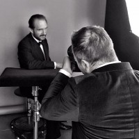 Leading Actor nominee Ralph Fiennes in the boutique photo area at London's Royal Opera House