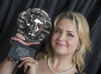 Ruth Jones with her BAFTA Cymru award after winning the writer award for Stella