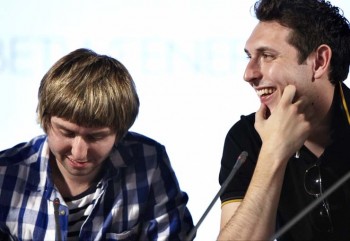 July 18: James Buckley and Blake Harrison on the Film Arena stage (Picture: Jonathan Birch)