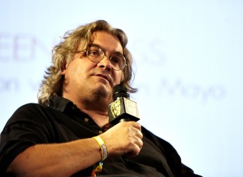July 17: Paul Greengrass, director of the Bourne Supremacy, The Bourne Ultimatum and most recently Green Zone on stage in the Film Arena (Picture: Jonathan Birch)