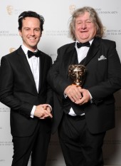 David Roger winner of the Production Design Award for Great Expectations with Sherlock star Andrew Scott 