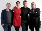 Four of the six screenwriters from the series attended the Peter Morgan lecture at BAFTA Headquarters including (from left to right) Simon Beaufoy, Aline Brosh Mckenna, Peter Morgan and Christopher Hampton (Photography: Jonny Birch).