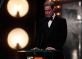 Prince William says a few words about the British Academy Film Awards Fellowship (BAFTA/Brian Ritchie). 
